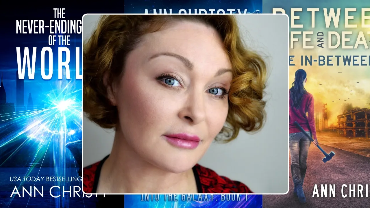 Headshot of Ann Christy in foreground. Background features covers for three of her most popular books.