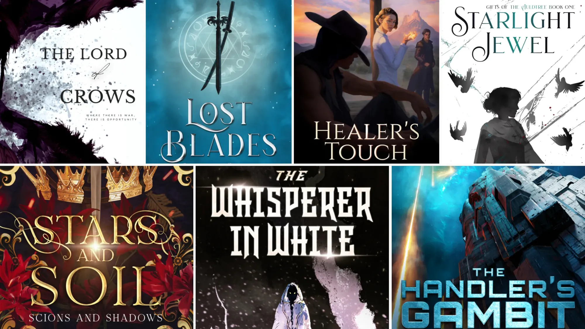 Selection of science fiction and fantasy book covers.