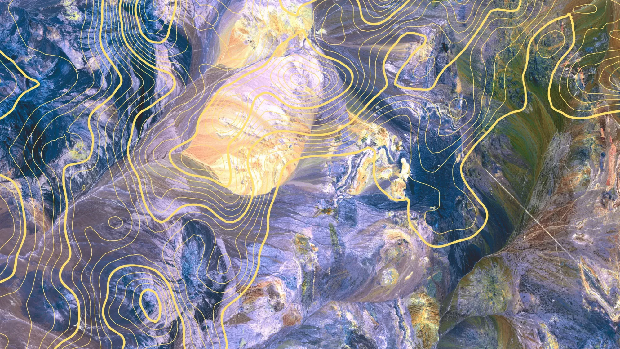 Arial image of Chile's Atacama Desert with elevation design element applied as an overlay for effect.